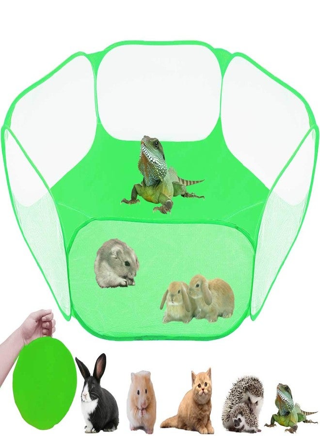 GABraden Small Animals Tent,Reptiles Cage,Breathable Transparent Pet Playpen Pop Open Outdoor/Indoor Exercise Fence,Portable Yard Fence (Cool Green) - Image 1